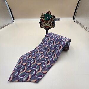 Hunting Horn J Riggins Mens Silk Tie Purple Grey Geometric Abstract Made in USA